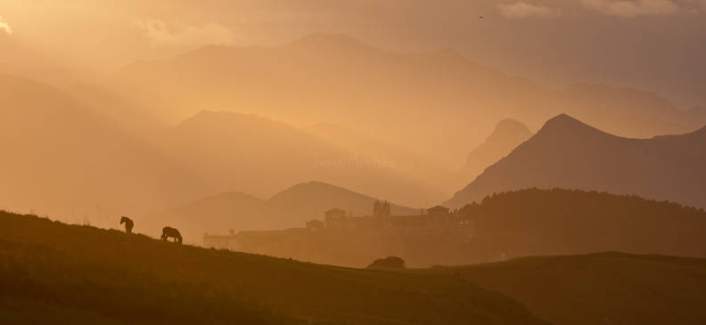 Paisaje neblina montañas